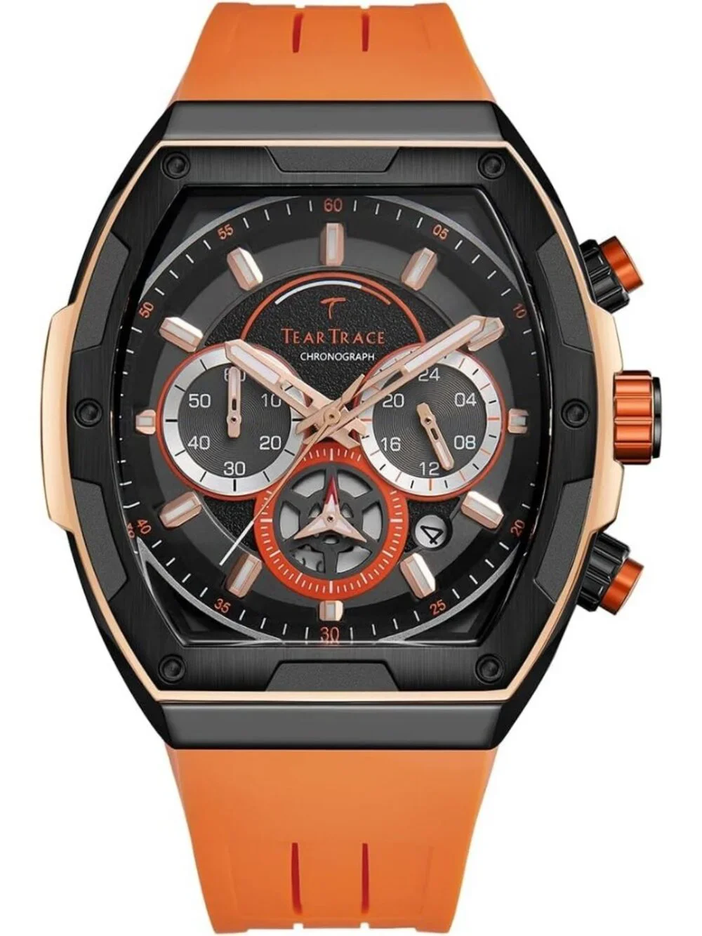 Men's Orange Original Analog Quartz Waterproof Sport Fashion Unique Casual Watch